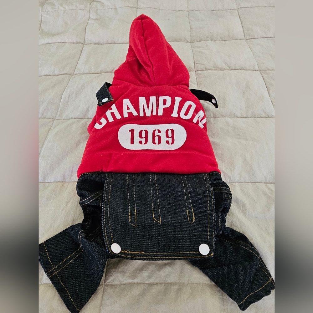 Dog  Denim Hoodie Jumpsuit Siza L